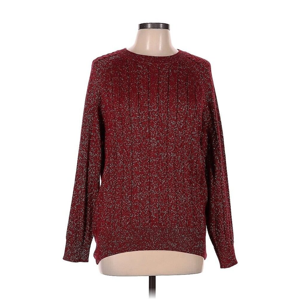 Athleta Women's Medium Red Metallic Long Sleeve Valentine's Holiday Sweater